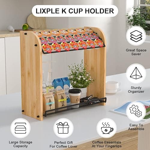 K Cup Holder Coffee Pod Organizer for Coffee Bar Accessories, K Cup Holders for Counter, Large Capacity K Cups Holder, Easy Assembly Coffee Station Organizer for Countertop (28 Coffee Pods At Least) thumbnail 7