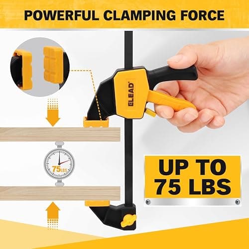 6" Mini Bar Clamps for Woodworking, 4-Piece One-Handed F Clamp/Spreader, 75LBS Load Limit Wood Clamp, Quick Release Grip Clamps for Table Wood Working, Light-duty Tools thumbnail 4