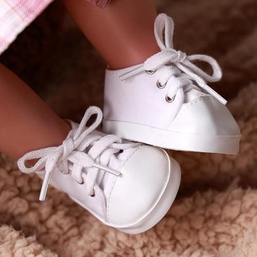 BABESIDE Reborn Baby Doll Shoes, 17-22 Inch Baby Doll Accessories Doll Canvas Shoes with Laces for Realistic Babydolls Girls & Boys, White with Letter Pattern thumbnail 6