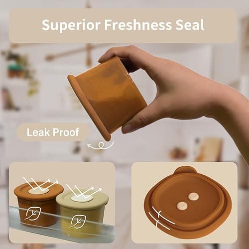 Moonkie Silicone Baby Food Containers | 8oz/4 oz Baby Food Storage Jars with Airtight Lids and A Snack Cup Lid | Freezer,Microwave and Dishwasher Safe, Reusable Baby Food Jars for Infant & Toddler thumbnail 5