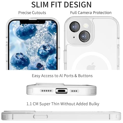 YUANDMI iPhone 13 Hülle, Hanyhülle iPhone 13 Magnetisch Leicht Dünn Matte Touch Kameraschutz, Kratzfeste Anti-Gelb rutschfest Kratzfest Schutz Stoßfest Hülle für iPhone 13 Transparent Weiß thumbnail 3