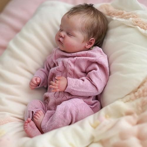 WOOROY Realistic Reborn Baby Dolls – 18-Inch Real Life Sleeping Newborn Girl, Lifelike Doll with Weighted Soft Body, Handmade Gift Toy with Accessories for Kids Age 3+ - Image 1