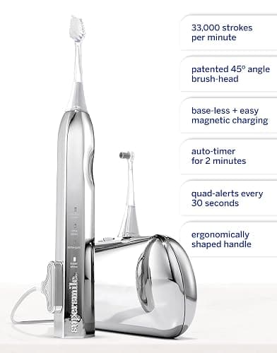 Supersmile Zina45™ Deluxe Sonic Pulse Toothbrush – Rechargeable Electric Brush with Angled Head & Travel Case – for Whiter Teeth and Healthier Gums thumbnail 4