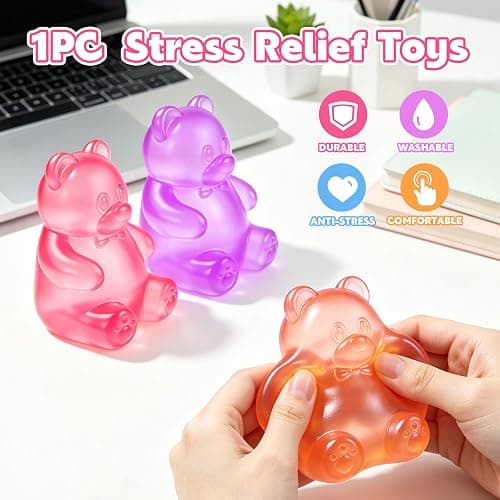 Bear Squishy, Stress Bear Taba Squishy, Taba Squishy Toys for Kids, Stress Balls Valentines Day Gifts Birthday Gifts Party Favors-Rosy thumbnail 4