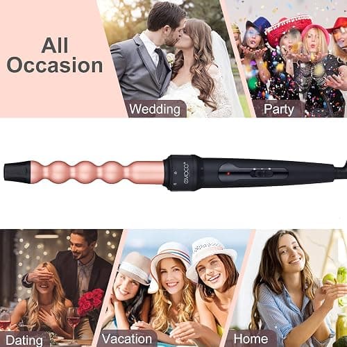 5 in 1 Curling Wand Iron Set - EMOCCI PRO Instant Heat Long lasting Hair Waver Iron Straightener and Curler 2 in 1 with 5 Interchangeable Ceramic Tourmaline Barrels for All Curly and Wavy Hairstyle thumbnail 7