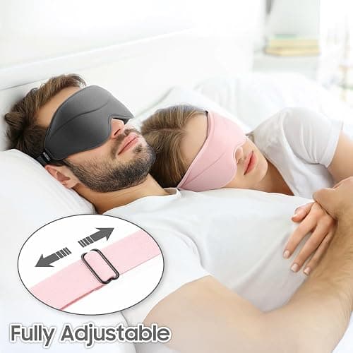 MOEASEii Sleep Mask - Total Blackout 3D Sleeping Mask, Super Lightweight & Silky Soft Eye Mask for Sleeping, Fully Adjustable Fit for Home, Office, Traveling, Meditation, Yoga, Pink, Mothers Day Gifts thumbnail 5