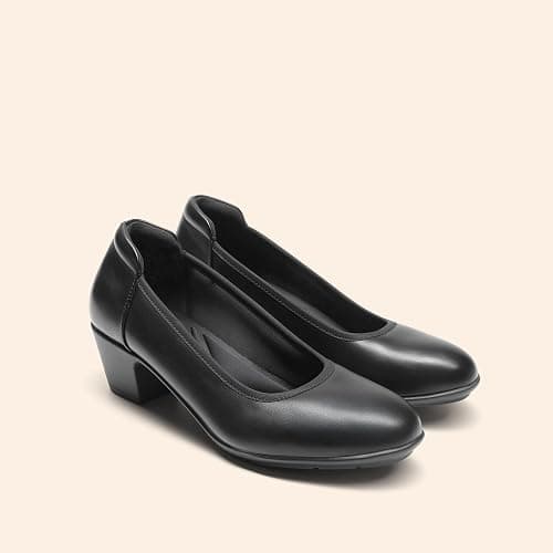 DREAM PAIRS Women's Low Chunky Heels Comfortable Block Work Pumps Closed Round Toe Dress Shoes for Office Business thumbnail 5