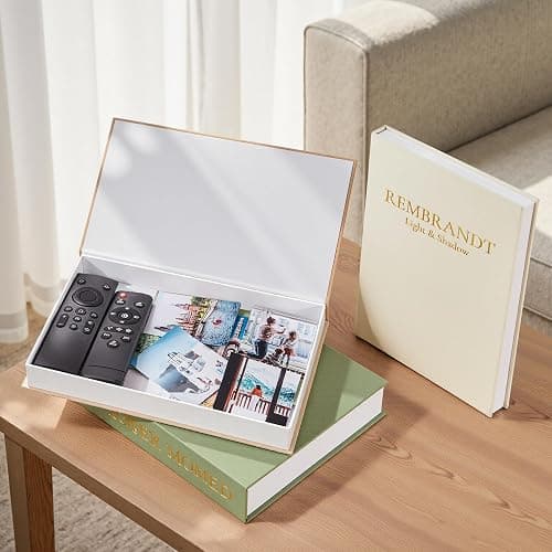 JARLINK Aesthetic Decorative Books, Set of 3 Linen Faux Books for Coffee Table, Bookshelf or Mantle Decor, Stylish Book Storage Boxes for Home Decor, Photo Organization, and Keepsake Storage thumbnail 4