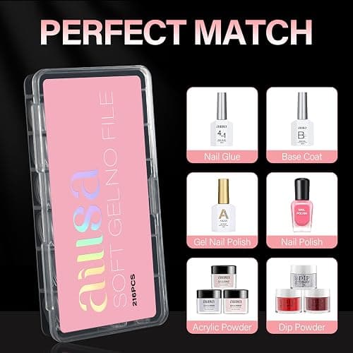 AILLSA Short Coffin Nail Tips Clear Gelly Nails Tip Half Matte Full Cover Tips Acrylic Pre-Filed Press on Fake Nail Tips for Nail Extension Home DIY Manicure 216PCS 12Sizes thumbnail 7