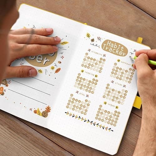 STATIONERY ISLAND Taccuino Puntinato A5, Bullet Dotted Journal Puntinato 360 pagine, Notebook Quaderno Appunti a pois Carta Spessa da 100gsm, Copertina Rigida, Portapenne, Tasca Interna, 2 Segnalibri thumbnail 2