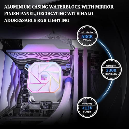 TR-AQUA ELITE 360 White V3 CPU Liquid Cooler, 3 ARGB PWM Fans with S-FDB Bearings, Efficient PWM Controlled Pump, for AMD / AM4 / AM5 Intel LGA1150 / 1151/1200 / 2011/1700, (AE360 White V3) thumbnail 4