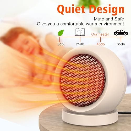 Coolfor Space Heater,PTC Ceramic/Portable Electric Desktop Heater High Output Desktop Heater for Home Bedroom Office Desk Indoor Use(Light Brown) thumbnail 4