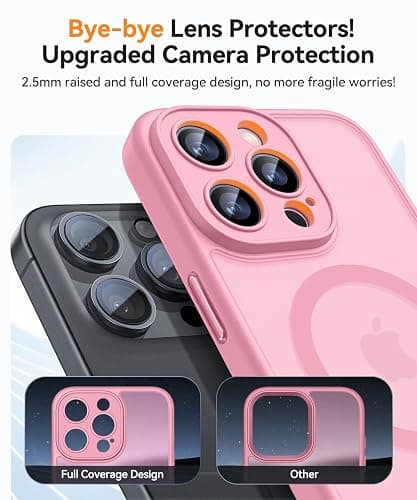 CANSHN Magnetic for iPhone 16 Pro Case, Upgraded [Full Camera Protection] [Compatible with Magsafe] [Translucent Matte] Shockproof Protective Phone Case for iPhone 16 Pro 6.3" - Pink thumbnail 4