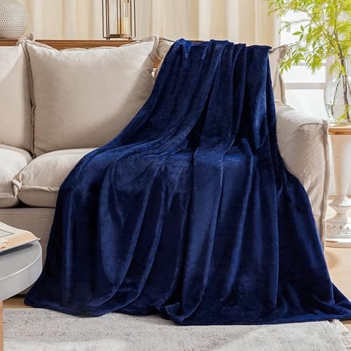 Fleece Plush Throw Blanket Navy Blue(50 by 60 Inches),Super Soft Fuzzy Cozy Flannel Blanket for Couch Sofa.Microfiber Blanket Lightweight - Image 1