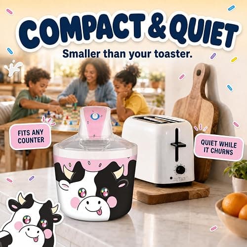 Cow Electric Ice Cream Maker Machine for Kids – Countertop Soft Serve | A fun kids ice cream maker machine for homemade soft serve, sorbet, gelato & frozen yogurt. 1.2 qt small easy to use & clean thumbnail 8
