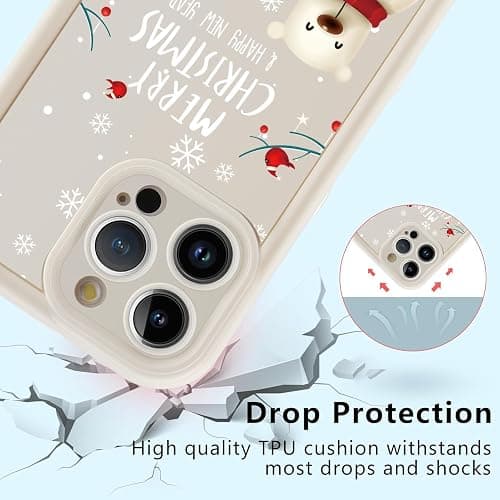 Yomjew 2 Pack Christmas Phone Case for iPhone 14 Pro 6.1", Cute Cover with Red Xmas Santa Elk Snowman Snowflake Pattern Full Camera Lens Shockproof Soft Silicone Cover for Girl Women thumbnail 5