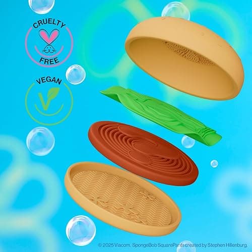 wet n wild SpongeBob Sponge & Brush Cleansing Pads, Flexible Silicone Cleaning Surface, Deep-Cleans All Brush Sizes – Krabby Patty thumbnail 4