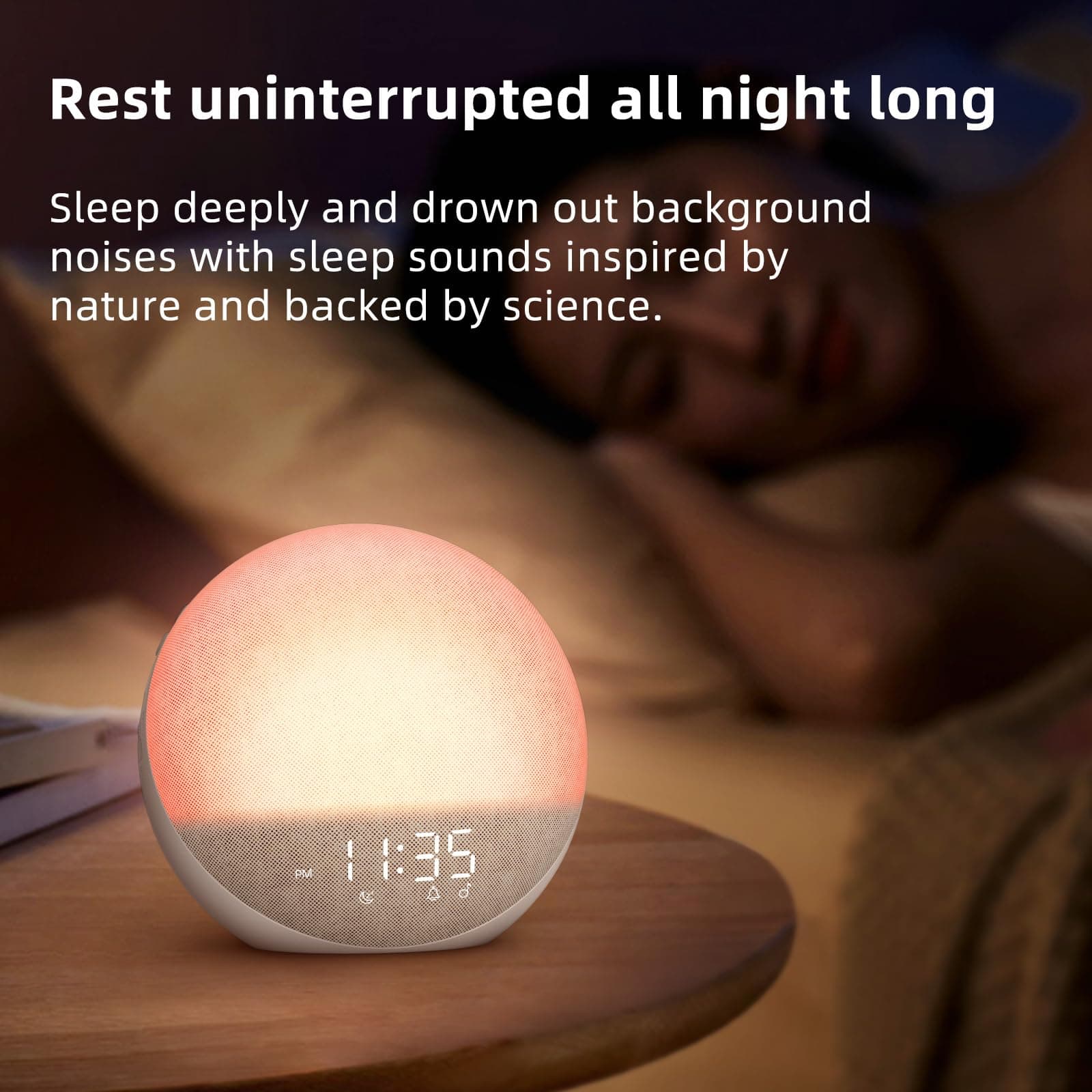 Sunrise Alarm Clock White Noise Machine: Natural Wake Up Light - Dimmable Clock with Bluetooth Speaker for Bedroom - 25 Sleep Sounds for Baby Adults Kids Putty thumbnail 6