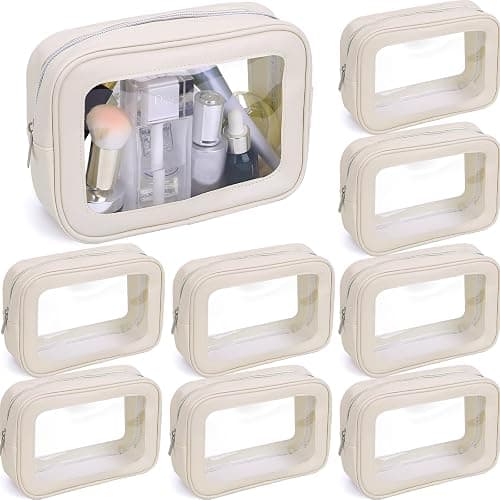 8 Packs TSA Approved Toiletry Bags Clear Toiletry Bags for Travel PVC Makeup Pouch Waterproof Quart Size Clear Cosmetic Bag with Zipper for Airport Airline Compliant Bag Women Men Travel Bathroom - Image 1