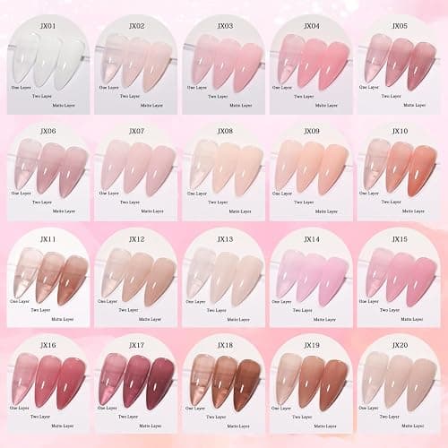 SHOYUM 24 Pcs Jelly Nude Gel Nail Polish Set, Sheer Pink Colors Gel Polish Kit with Glossy & Matte Top Coat and Base Coat for Nail Art DIY Manicure and Pedicure at Home thumbnail 2