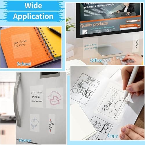400 Blätter Transparente Haftnotizen, Transparent Sticky Notes, Wasserfest Clear Sticky Notes, Wiederbeschreibbar Durchsichtige Klebezettel für Schulsachen, Schule, Büro, Hause - Vier Größen thumbnail 6