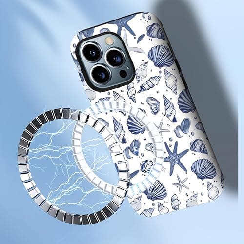 XUNQIAN Compatible for iPhone 13 Case, Coastal Beach Summer Blue Ocean Seashell Aesthetic Protective Phone Case (for iPhone 13), RUI-97A-A thumbnail 2