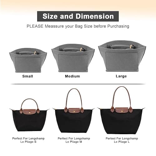 LOUKAYCCI Felt Organizer Compatible with longchamp le pliage L Handbag Insert (Large,Gary) thumbnail 4