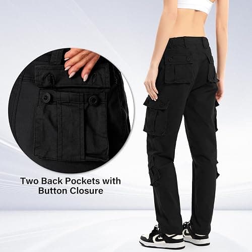 Jawtut Womens Cargo Pants Army Combat Work Pants with 8 Pockets Casual Cotton Ripstop Construction Pants thumbnail 3