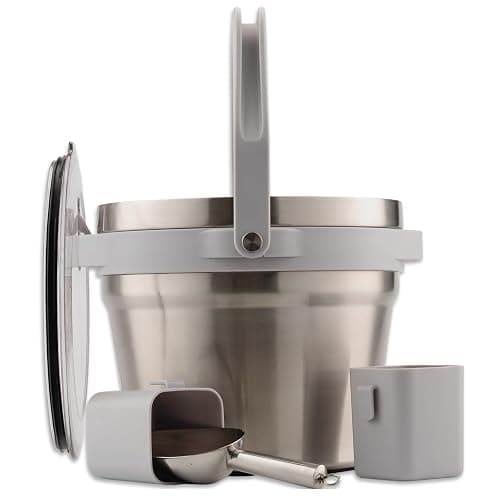 Large Insulated Ice Bucket with Lid – Stainless Steel Ice Bucket and Scoop – Ice Buckets for Parties, Bars – Ice Bucket with Lid and Scoop – Outdoor Ice Bucket, Champagne (Natural Stainless) - Image 1