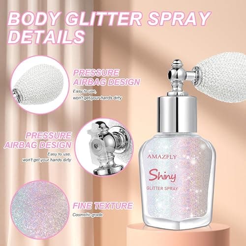 Hair and Body Glitter Spray, Shimmering Powder Sparkle Powder Makeup, Glitter Loose Sparkle Makeup for Body Highlighter,Festival Prom Rave Accessories (Dazzle) thumbnail 6