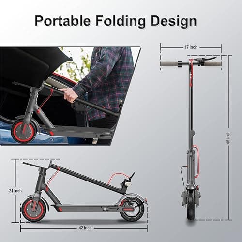 Roinside Electric Scooter - 8.5"/10'' Solid Tires, 350W/500W Motor, Up to 19-22MPH and 21-24Miles Long-Range Portable Commuting Scooter for Adults with Double Braking System and App thumbnail 5
