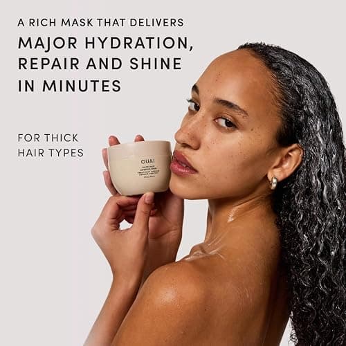 OUAI Thick Hair Mask - Deep Conditioning Hair Mask (8 Fl Oz) | With Almond Oil, Olive Oil & Hydrolyzed Keratin, Restores Damaged Strands, Phthalate & Paraben Free thumbnail 2