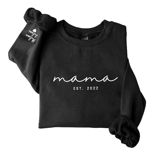 GodLover Custom Embroidered Mama Sweatshirt, Personalized Hoodie for Women, Gift for Mom, Grandma, Mothers Day, Christmas - Image 1