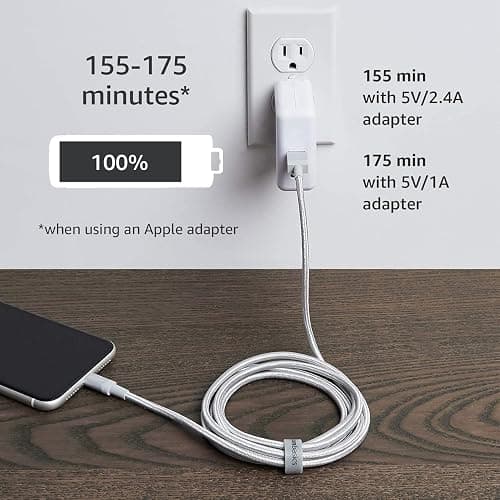 Amazon Basics USB-A to Lightning Charger Cable, Nylon Braided Cord, MFi Certified Charger for Apple iPhone 14 13 12 11 X Xs Pro, Pro Max, Plus, iPad, 6 Foot, Silver thumbnail 6