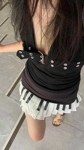 Erqiroc Piano Skirt Mini Skirts for Women High Waisted Piano Skirt Y2k Harajuku Piano Bow Hairpin Coquette Aesthetic thumbnail 5