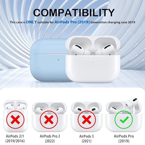 MHYALUDO for AirPods Pro Case Cover, Military Grade Anti-Fall Soft Silicone Shock-Absorbing Protective for AirPods Pro Case Skin Touch with Keychain and Cleaning Kit, Sky Blue thumbnail 6