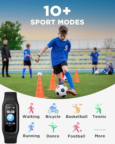 BIGGERFIVE Vigor 2 L Kids Fitness Tracker Watch for Boys Girls Ages 5-15, Activity Tracker, Heart Rate Sleep Monitor, IP68 Waterproof, Pedometer, Calorie Step Counter Watch, Black thumbnail 3