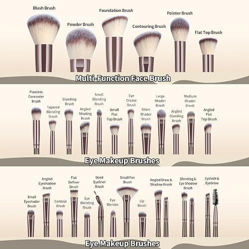 MAANGE Pinselset Makeup 49 Stück Make up Pinsel Set Professionelle Schminkpinsel für Foundation Lidschatten Konturen, Puder und Concealer thumbnail 3