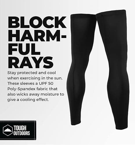 Tough Outdoors Compression Leg Sleeves - Full Leg Compression Sleeve for Men & Women, UV Leg Sleeves - Cycling Leg Warmers thumbnail 6