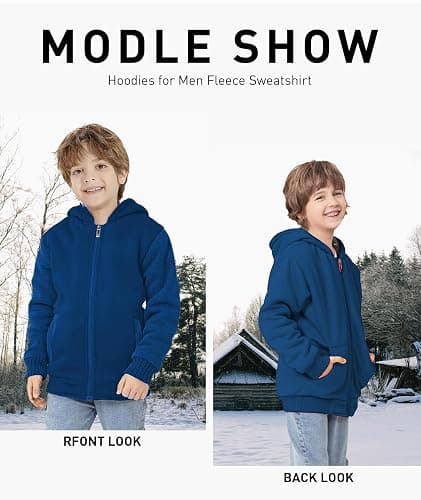 GEEK LIGHTING Boys Sherpa Lined Hoodie Kids Fleece Sweatshirt Full Zip Hooded Jacket thumbnail 5