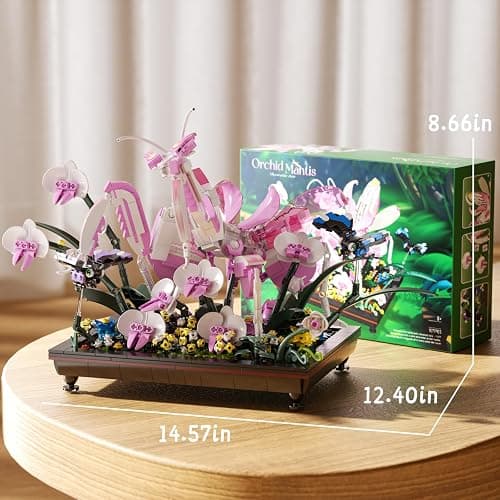 Orchid Praying Mantis Flowers Bonsai Building Set, Compatible with Lego Insects Nature Inspired STEM Kit for Adults, Stunning Desk Decor for Home/Office, for Boys Girls Aged 8-16+ 1077PCS thumbnail 3