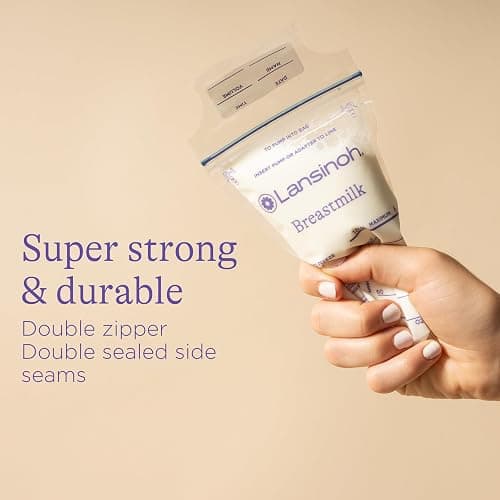Lansinoh Breastmilk Storage Bags, 200 Count, Breast Milk Storage Bags for Feeding, Baby Essentials, 6 oz. + Lansinoh Stay Dry Disposable Nursing Pads, Soft and Super Absorbent Breast Pads, 200 Count thumbnail 4