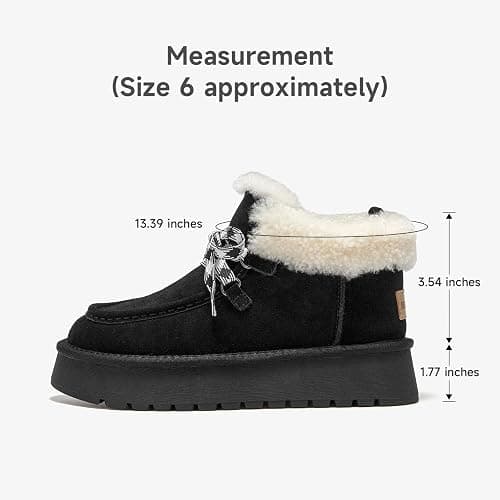 BEAU TODAY Womens Winter Snow Boots, Fur Lined Ankle Booties for Women Warm Boots, Chunky Platform Lace-up Boots Shoes Suede Leather Non-slip Warm Winter Shoes thumbnail 3