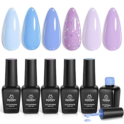 Beetles Gel Nail Polish Set - 6 Colors Purple Baby Blue Light Color Gel Nail Kit Lavender Violets Collection Soak Off UV LED Gel Manicure DIY Periwinkle Nail Polish Salon Gift for Women Girls thumbnail 8