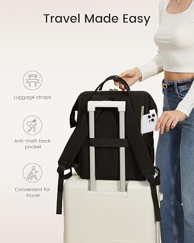 LOVEVOOK Laptop Backpack for Women, 15.6 Inch Work Business Backpacks Purse With Large Capacity, Waterproof Nurse Bag College Bookbag for School, Waterproof Casual Daypack for Travel thumbnail 7