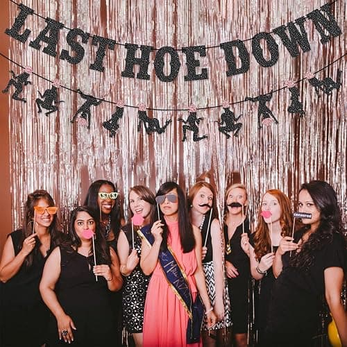 Last Hoedown Western Cowgirl Bachelorette Party Banner for Space Cowgirl, Last Rodeo Hoedown, Nash Bash Nashville Bachelorette Party Decorations (Black) thumbnail 2