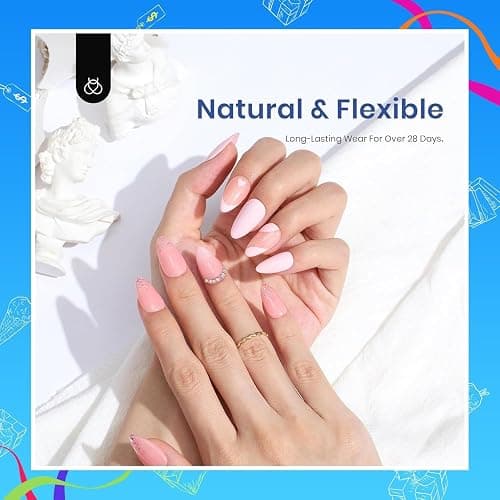 Beetles Gel Nail Kit Etch-X, Almond Short, 504pcs 12 Sizes Nail tips, with 9 in 1 Nail Glue Mini LED Light, Acrylic Half Matte Tips Press On Nail, Extension DIY Set at Home, Gift for Women & Girls thumbnail 2