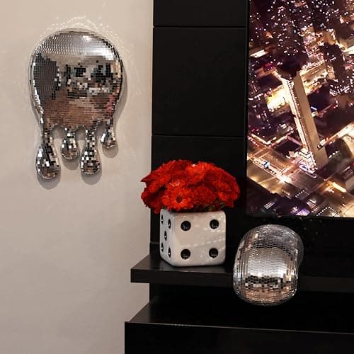 Reimagine Discovery Drippy Disco Ball Decor, Wall Decor Aesthetic with Maximalist, Unique & Funky Style, Cool Room Decor for Bar Carts, Melted Disco Ball Abstract Wall Art, Perfect for Modern Homes thumbnail 2