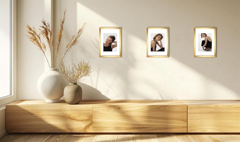 Scholar Tree Gold Picture Frame A4 with Mount,Set of 3,A4 Frame,A4 Picture Frame,Freestanding and Wall Mountable thumbnail 2