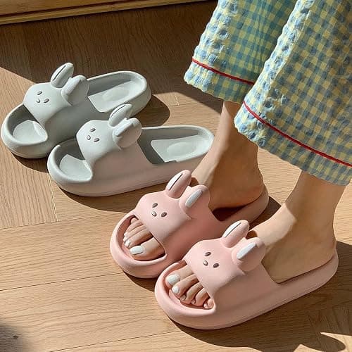 Cute Cartoon Rabbit Bath Slippers - Soft Bottom Indoor Home Slippers for Women, Comfy House Shoes for Bathroom thumbnail 6
